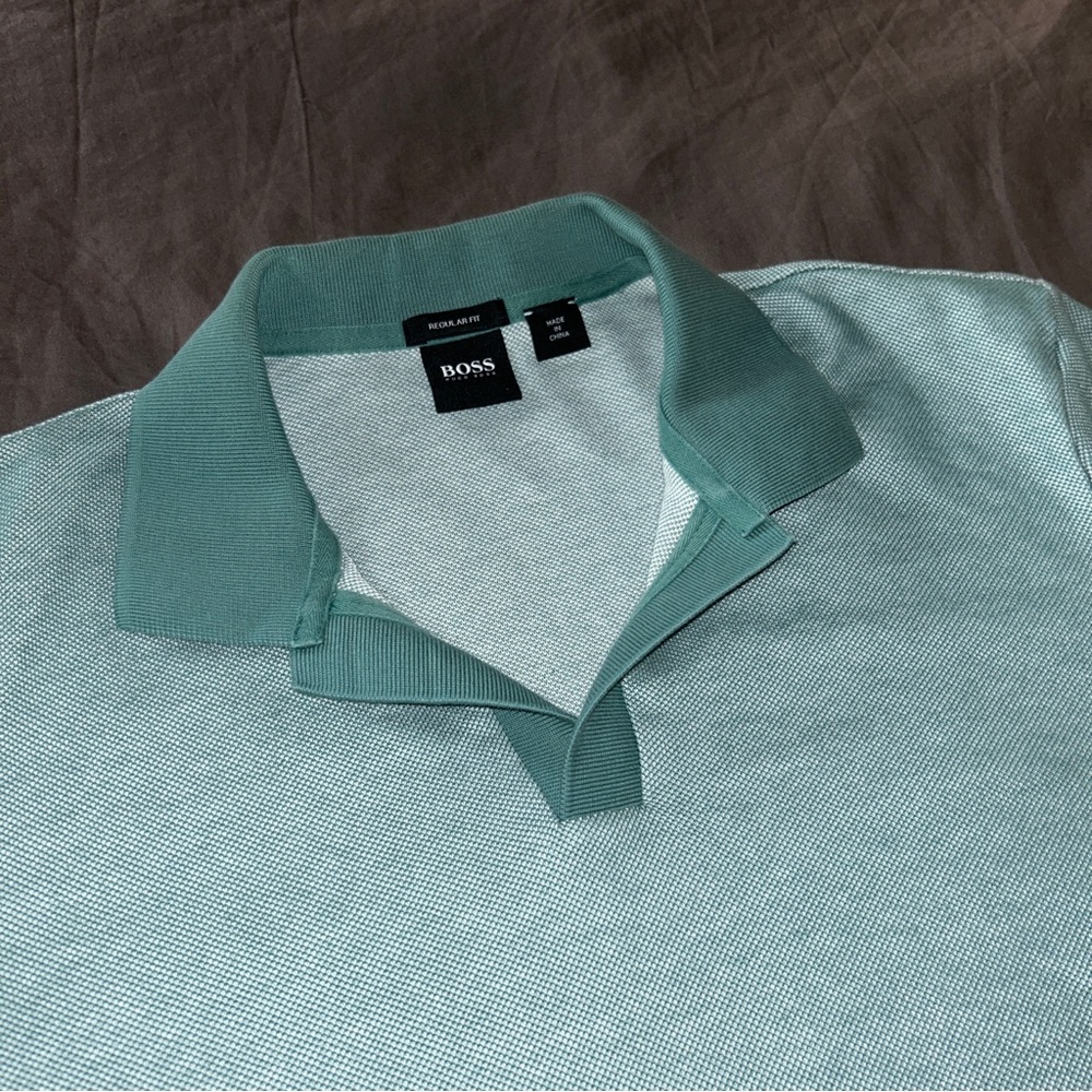 HUGO BOSS MENS GREEN SHORT SLEEVE